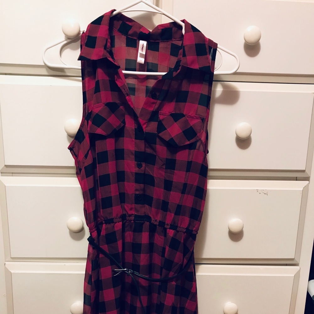 Checkered Rugged Lace Dress